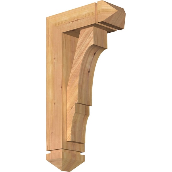 Ekena Millwork Balboa Arts and Crafts Smooth Bracket w/ Offset Brace, Western Red Cedar, 5 1/2"W x 14"D x 26"H BKT0604X14X26BOA03SWR - main